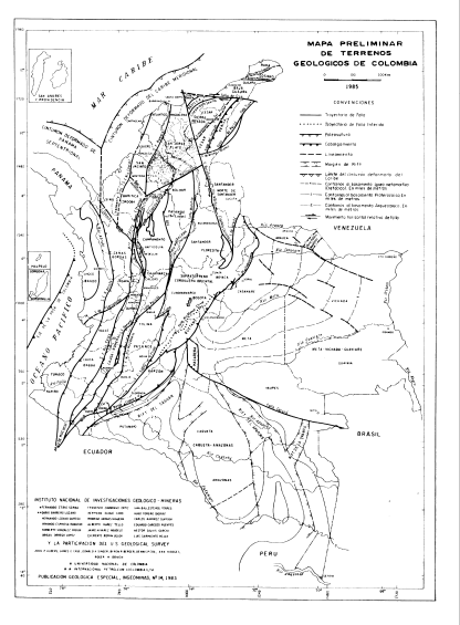 Mapa TERRENOS GEOLÓGICOS Colombia Estructural